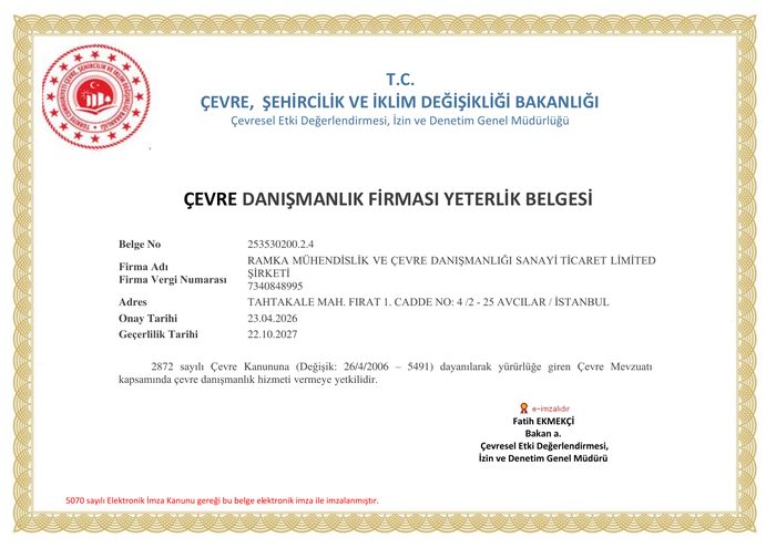 Çevre Danışmanlığı Yeterlik Belgesi